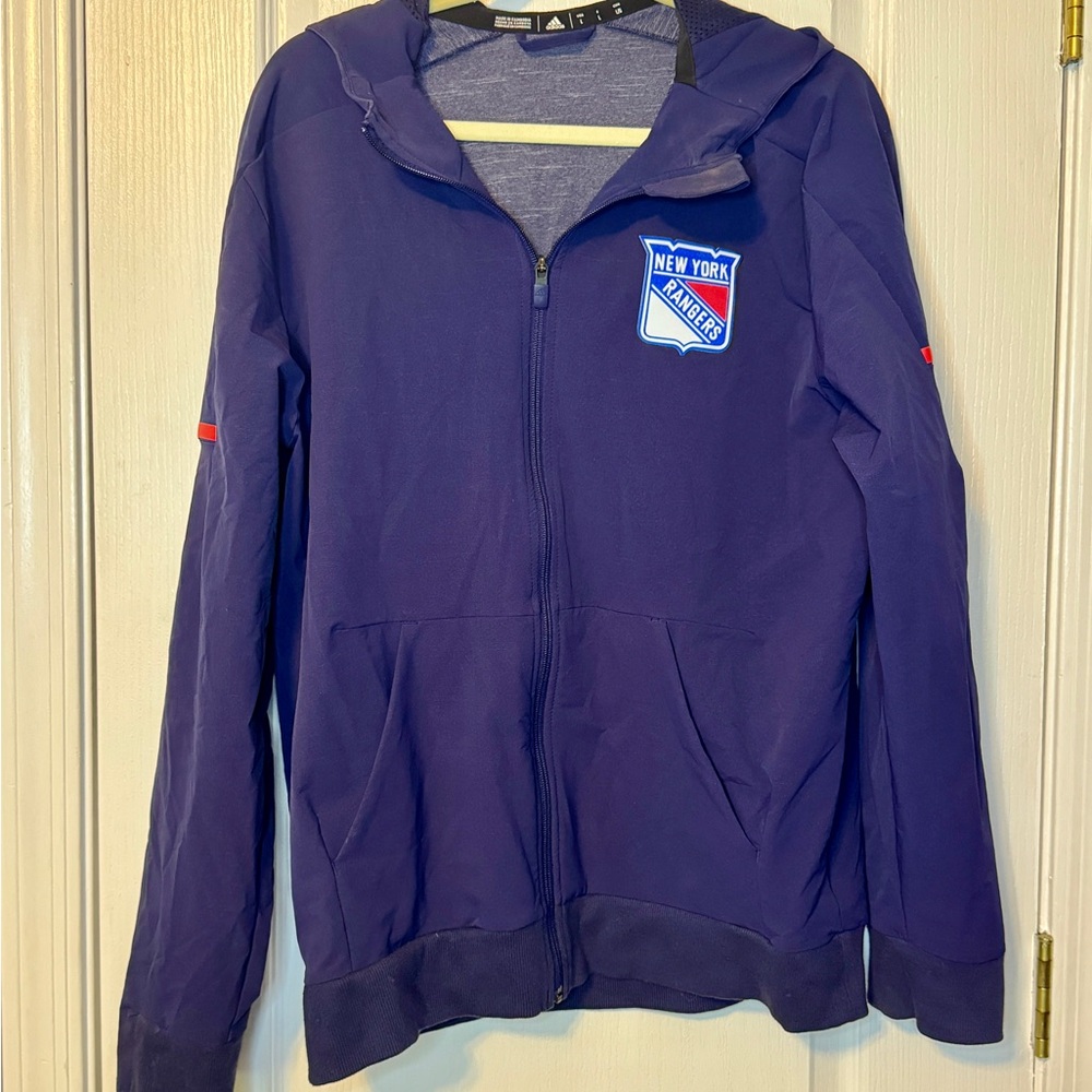 New York Rangers Adidas Blue Zip-Up Hoodie -Large